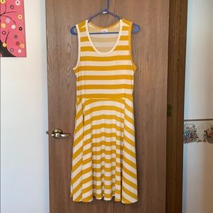 XL Sundress (Lularoe) - Gold and White stripe